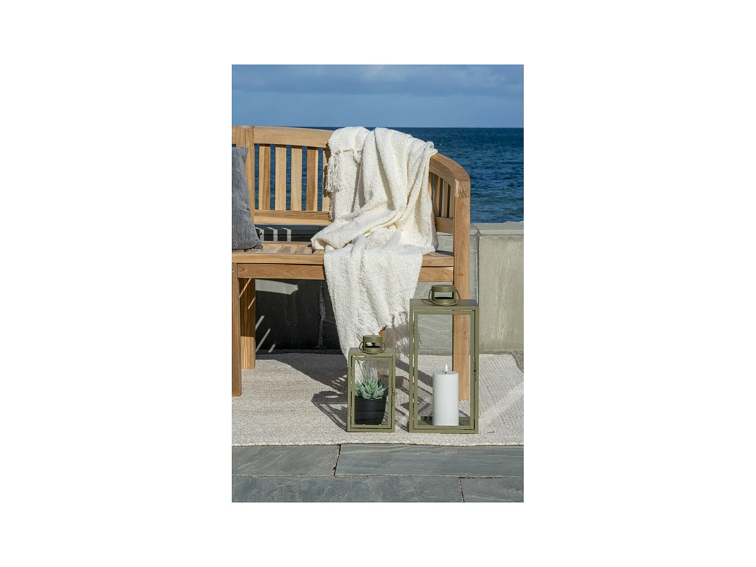 Latarnia Korfu, Srebrny, 19,5x19,5x40 cm, EPIKASA