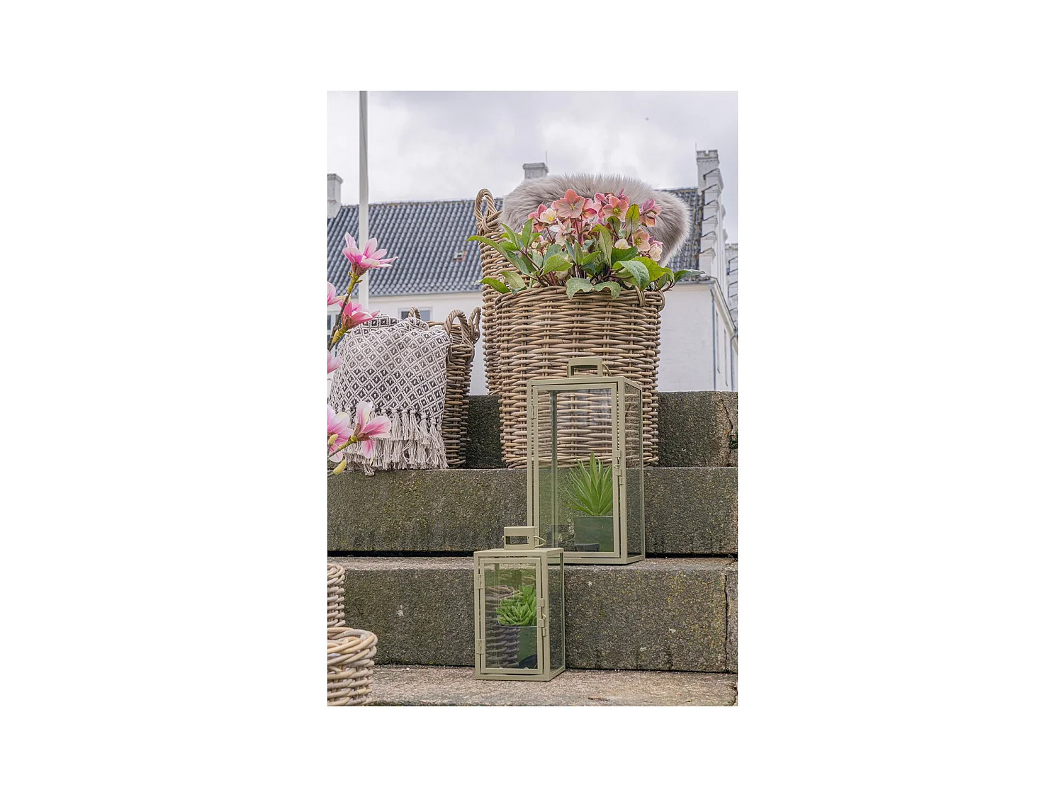 Latarnia Korfu, Srebrny, 19,5x19,5x40 cm, EPIKASA