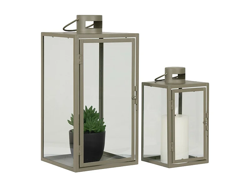 Latarnia Korfu, Srebrny, 19,5x19,5x40 cm, Seven Design