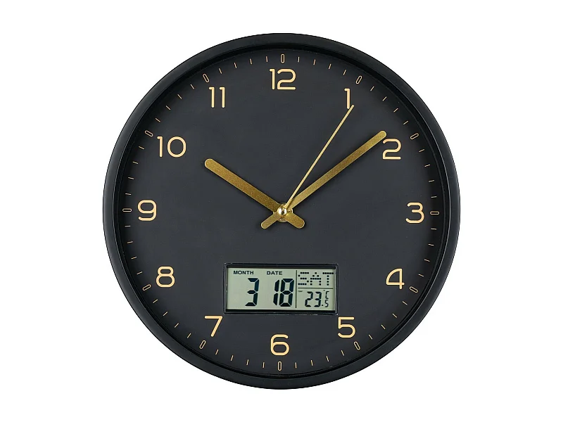 Wandklok Amiens, Zwart, 4x25x25 cm, EPIKASA