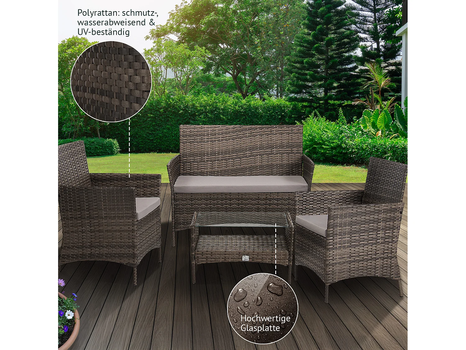 Ensemble de meubles de jardin en poly rotin