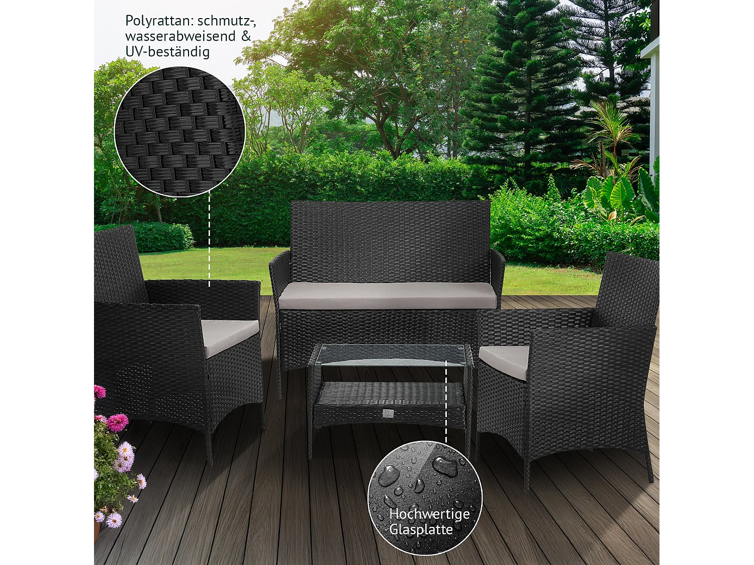 Ensemble de meubles de jardin en poly rotin