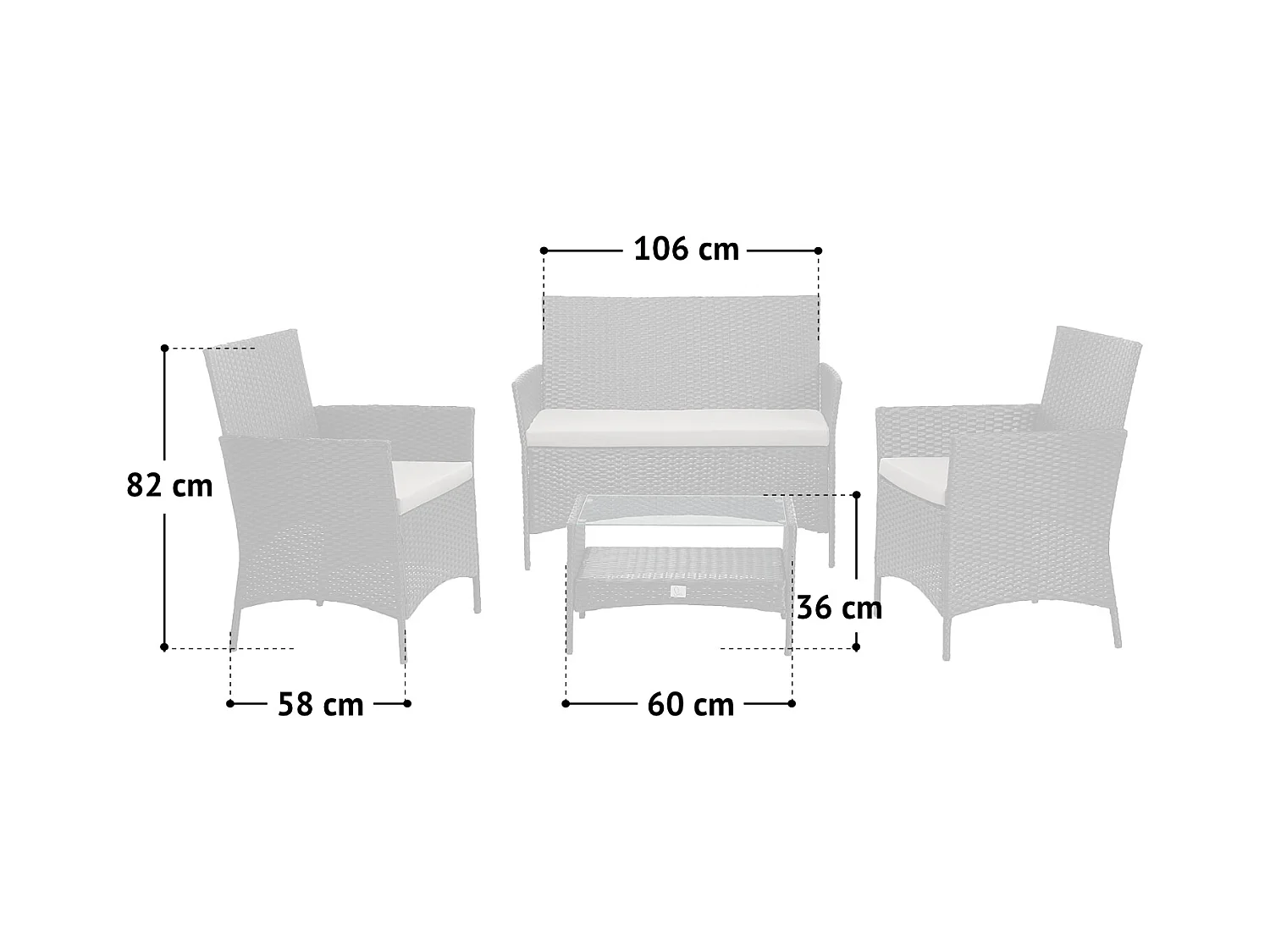 Ensemble de meubles de jardin en poly rotin