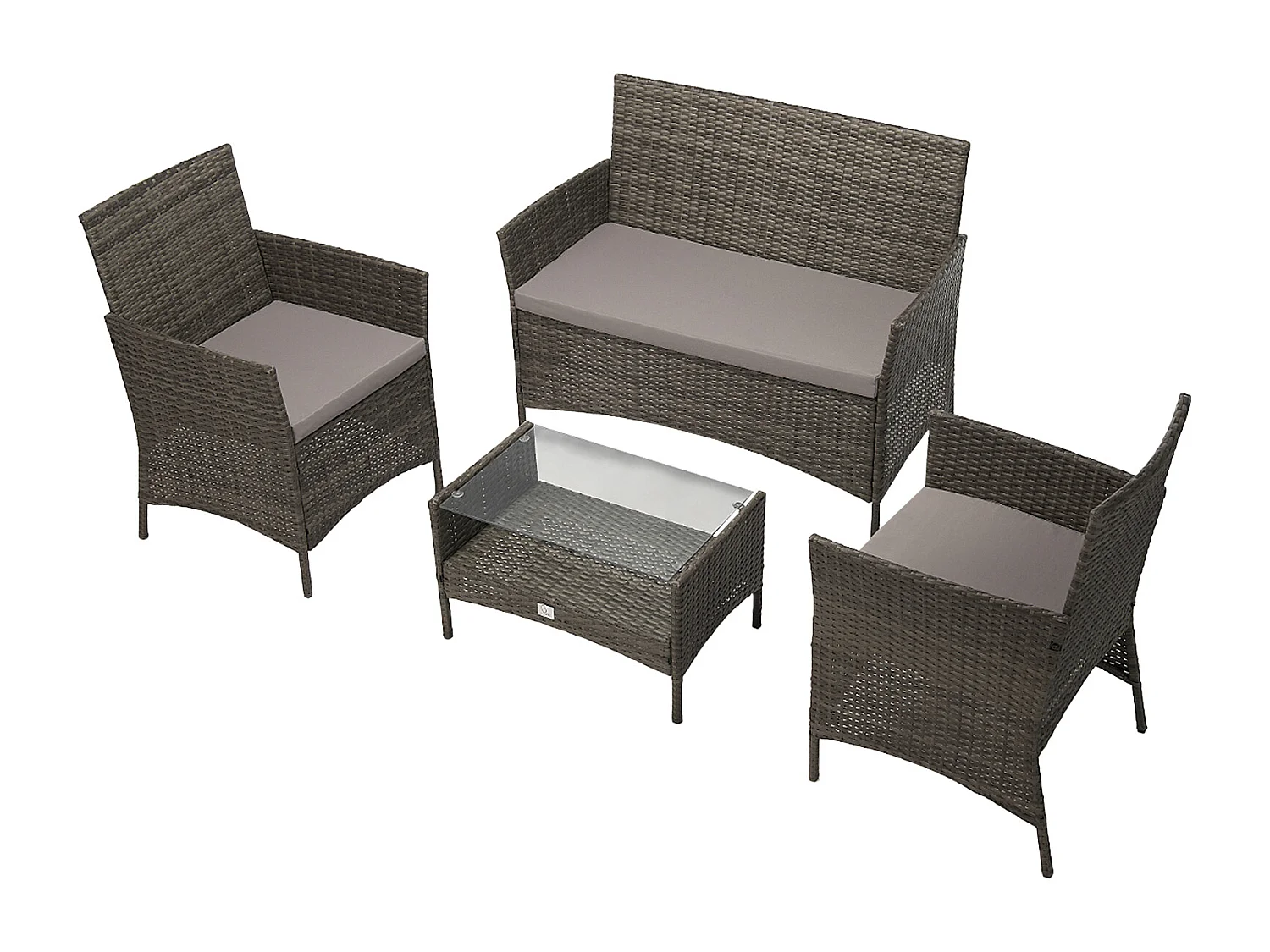 Ensemble de meubles de jardin en poly rotin gris