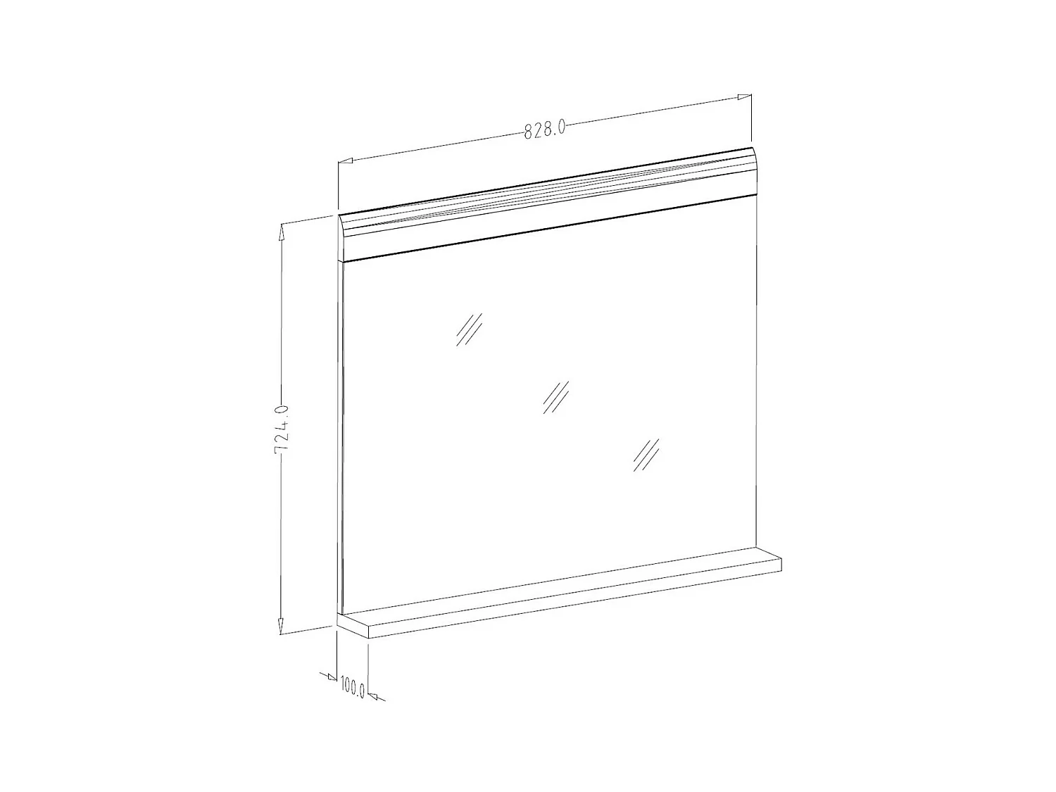 Großer Design-Spiegel aus der Kollektion OHIO in hellem Eichenfarbton mit integriertem Regal.