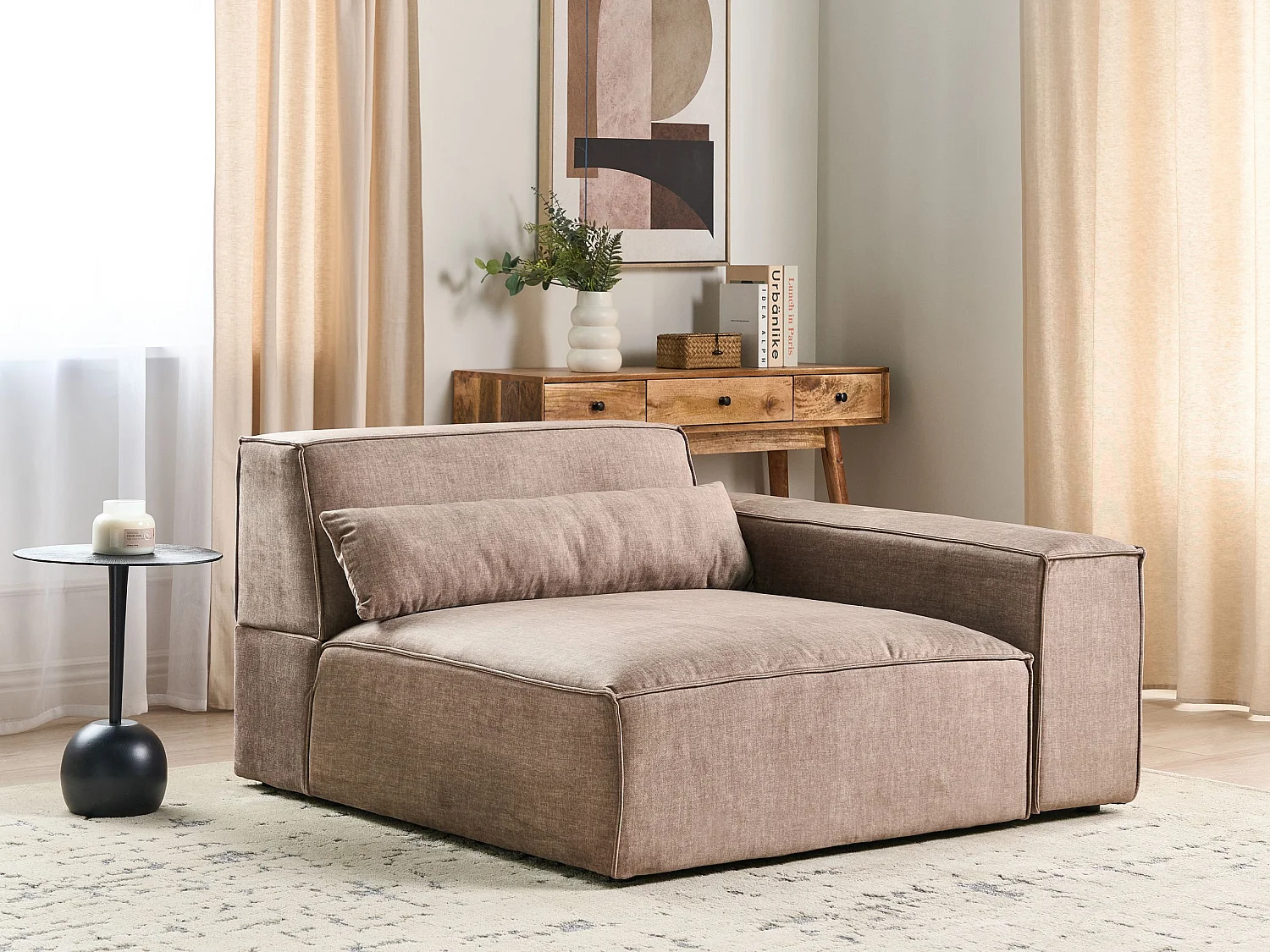 Eckmodul HELLNAR Stoff Hellbraun linksseitig