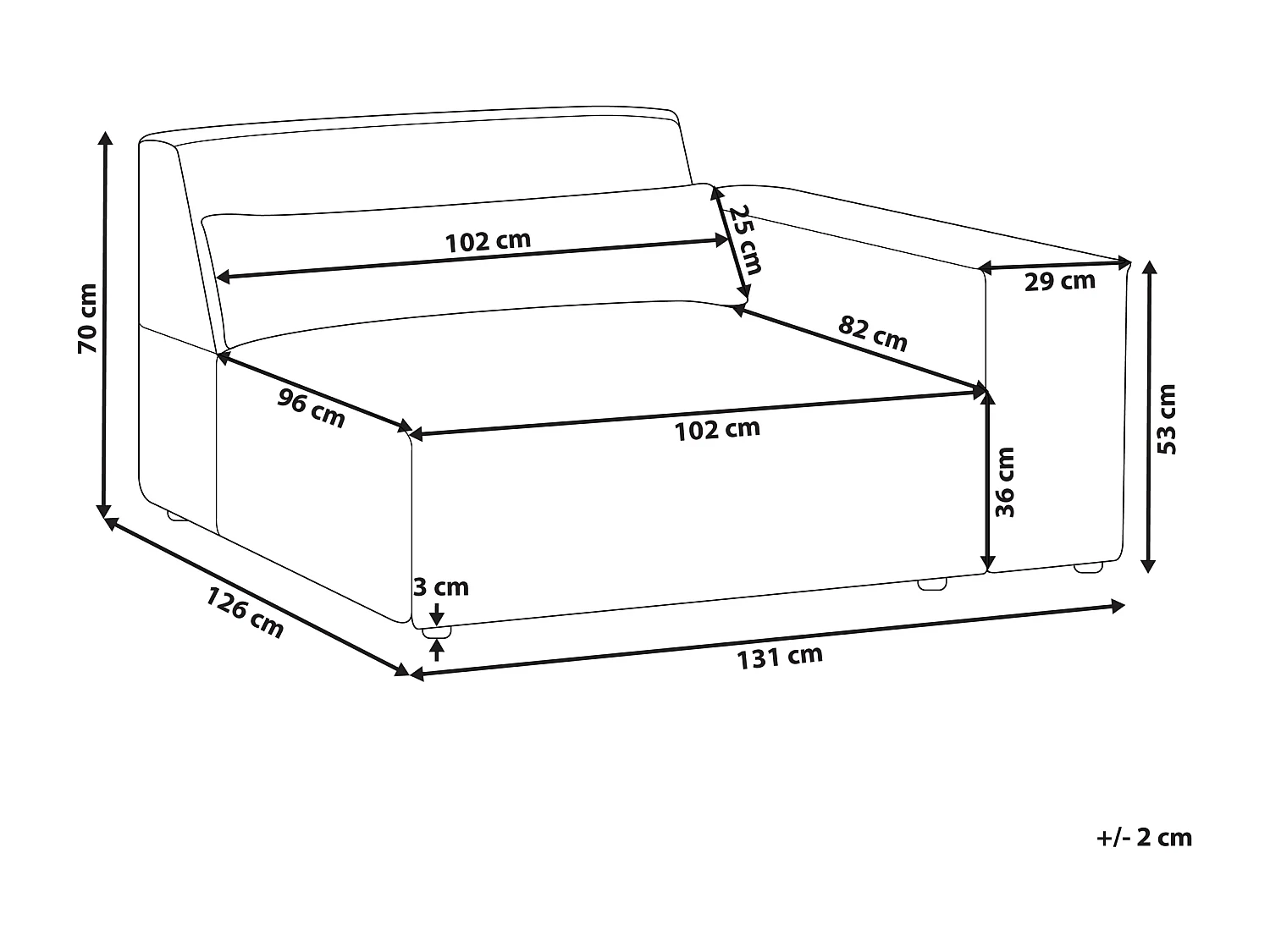 Module d'angle HELLNAR Tissu Marron clair Côté gauche