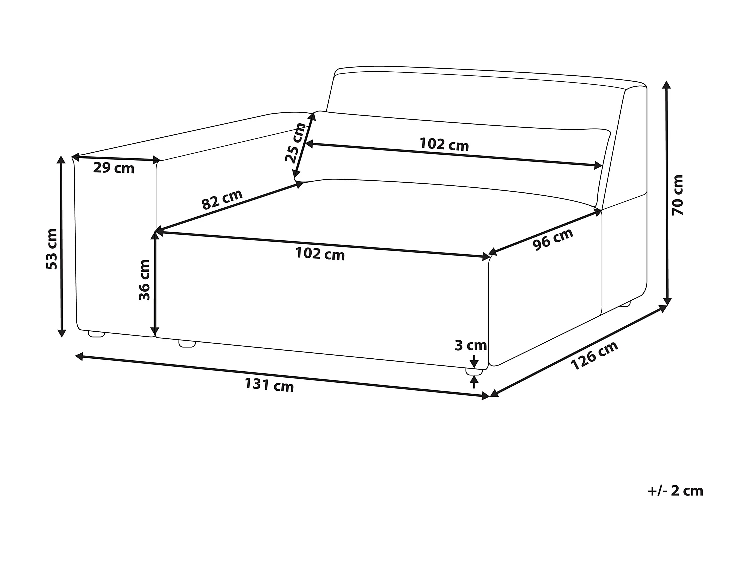 Module d\'angle HELLNAR Tissu Marron clair Côté droit