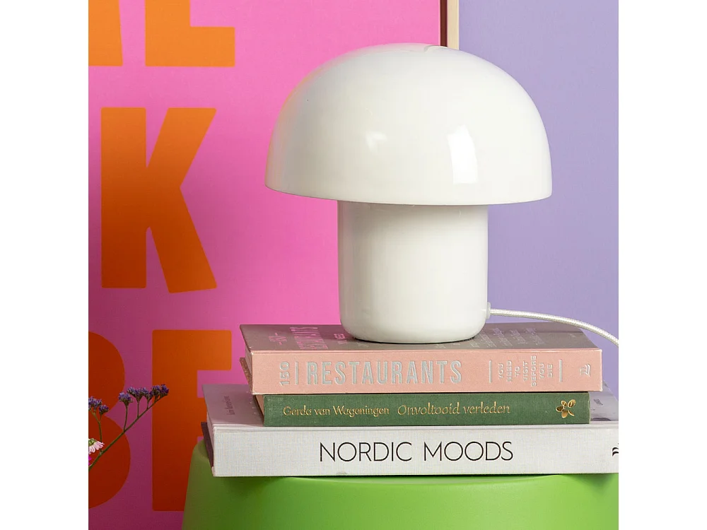 Fat Mushroom Mini - Lampe à poser champignon en métal - Blanc