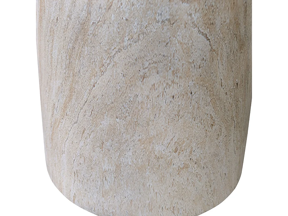 Danli - Table à manger 4 personnes ronde effet travertin - Beige