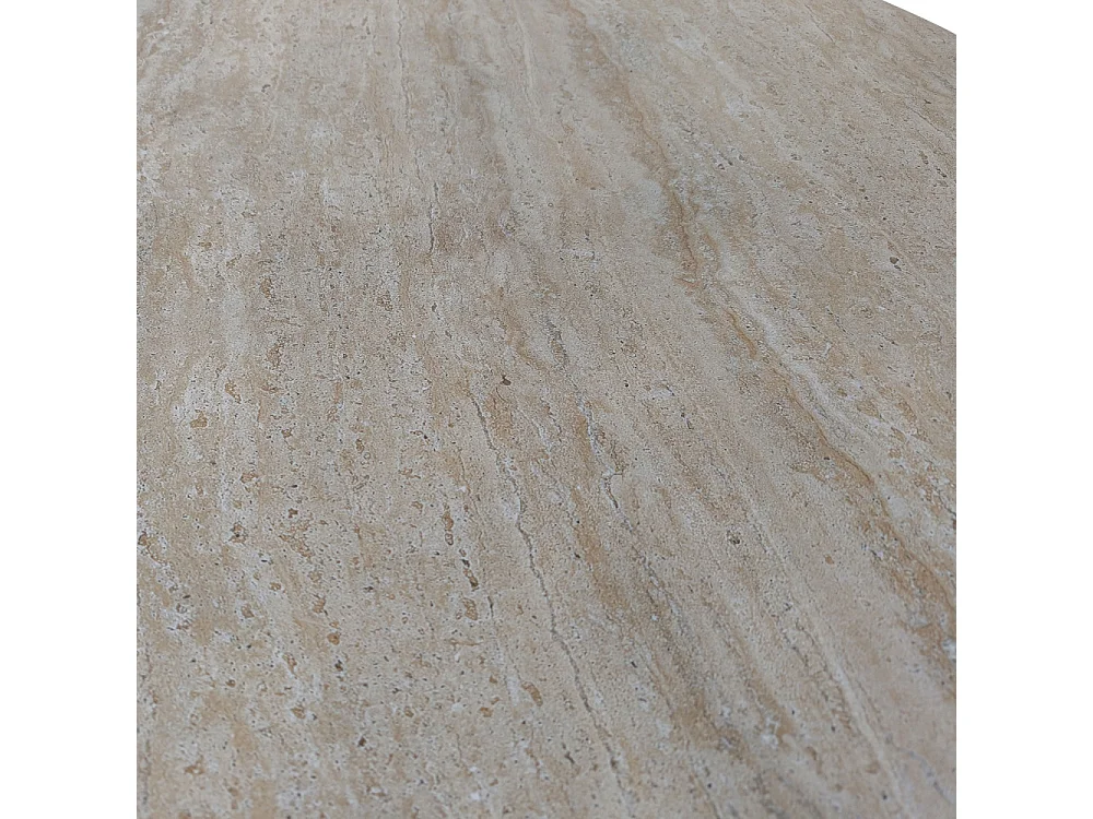 Danli - Table à manger 4 personnes ronde effet travertin - Beige