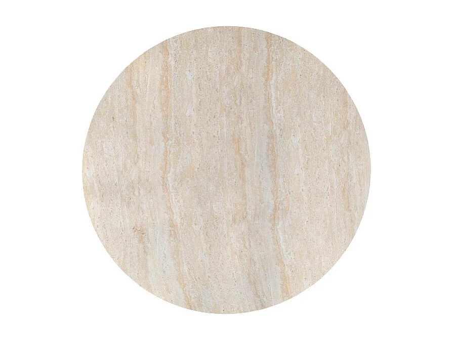 Danli - Table à manger 4 personnes ronde effet travertin - Beige
