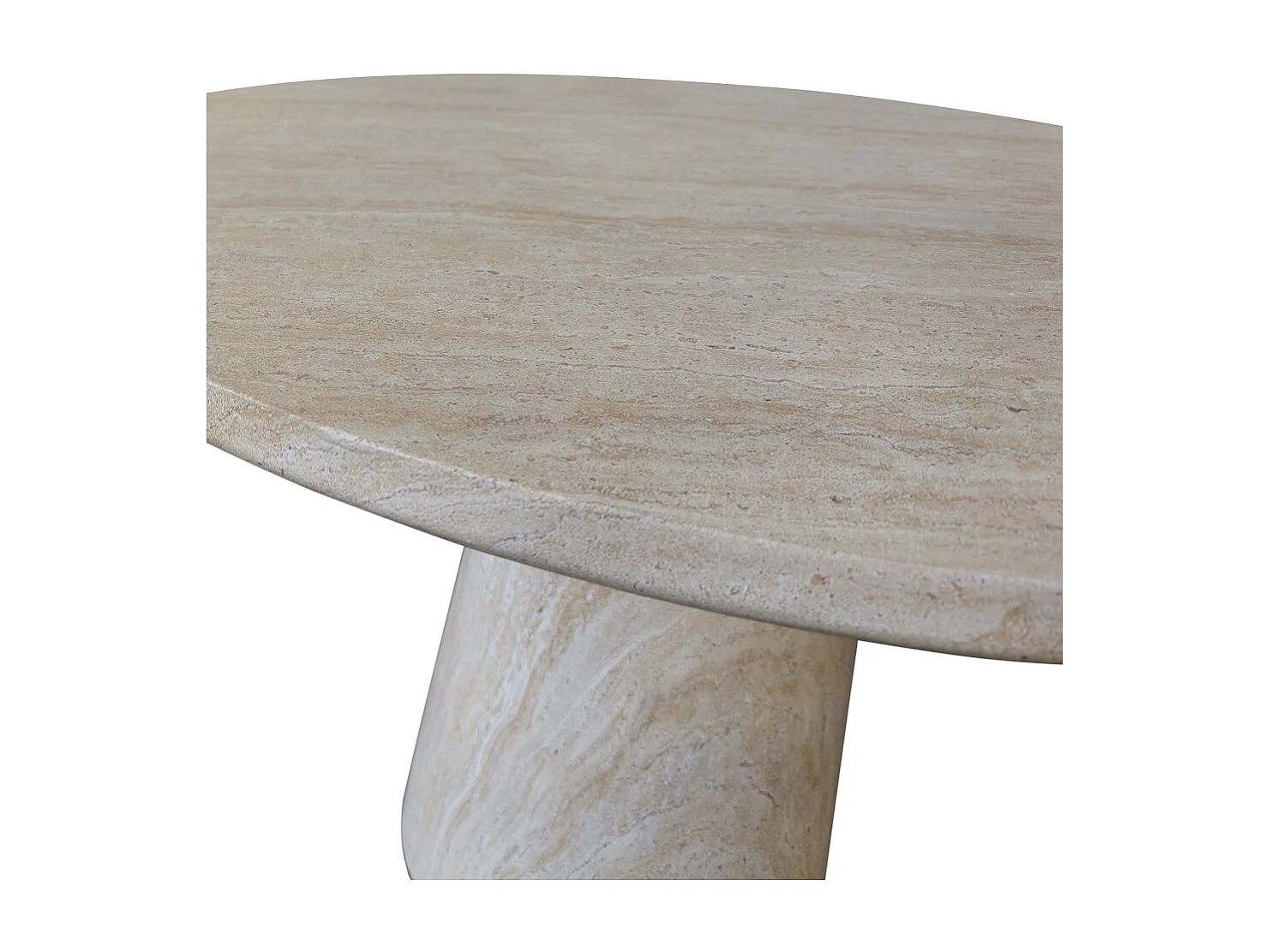 Danli - Table à manger 4 personnes ronde effet travertin - Beige