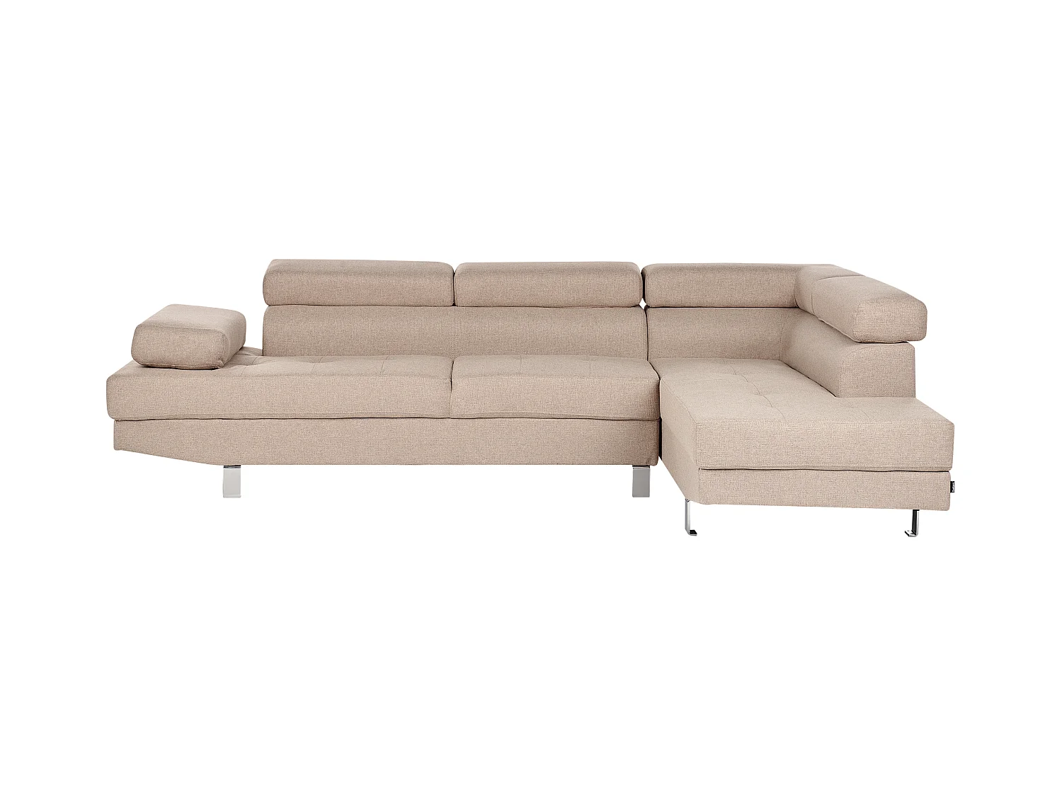 Canapé d'Angle à droite 5 Places en Tissu Rembourré Beige Norrea