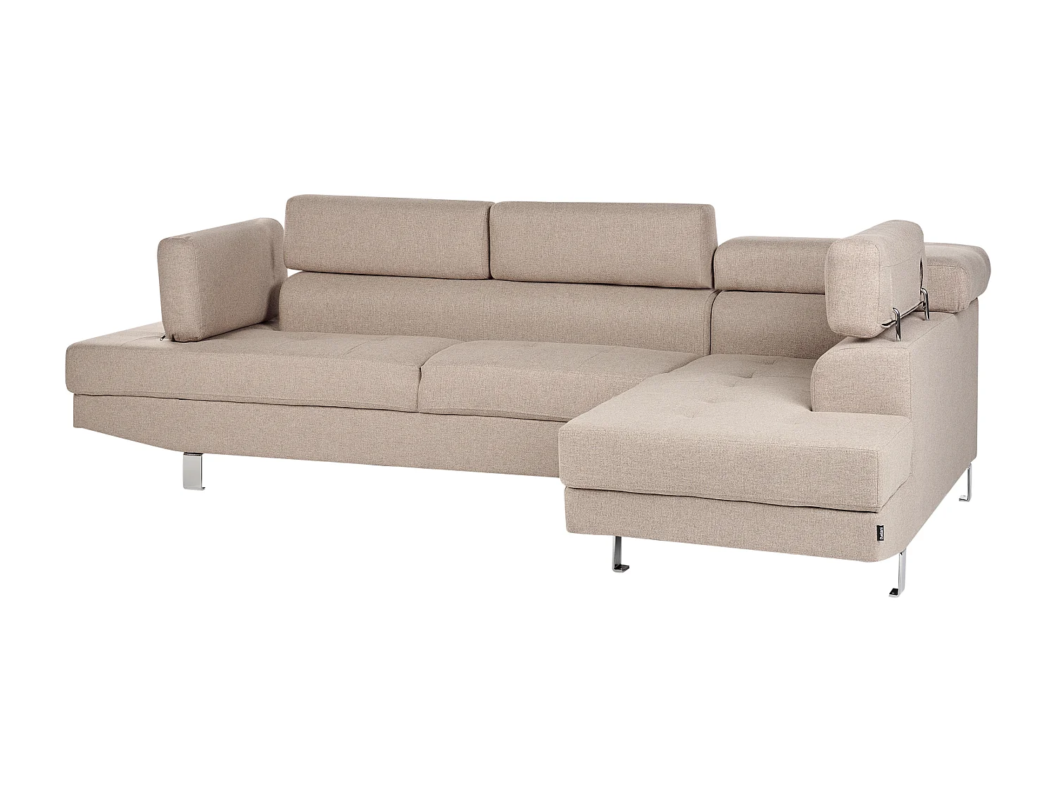 Canapé d'Angle à droite 5 Places en Tissu Rembourré Beige Norrea