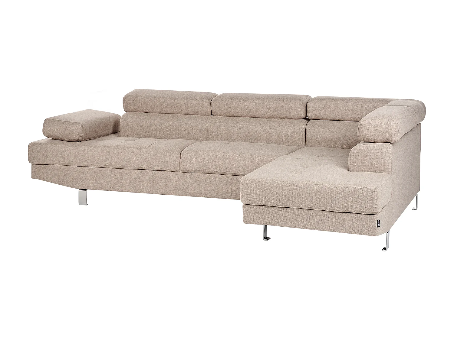 Canapé d'Angle à droite 5 Places en Tissu Rembourré Beige Norrea