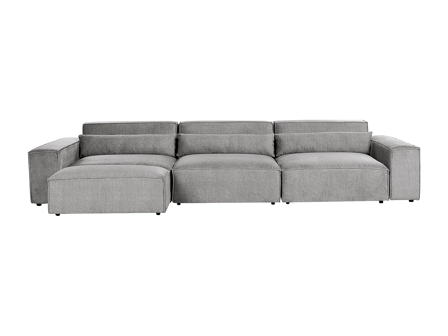 Canapé modulable 3 places HELLNAR Tissu Gris avec ottoman