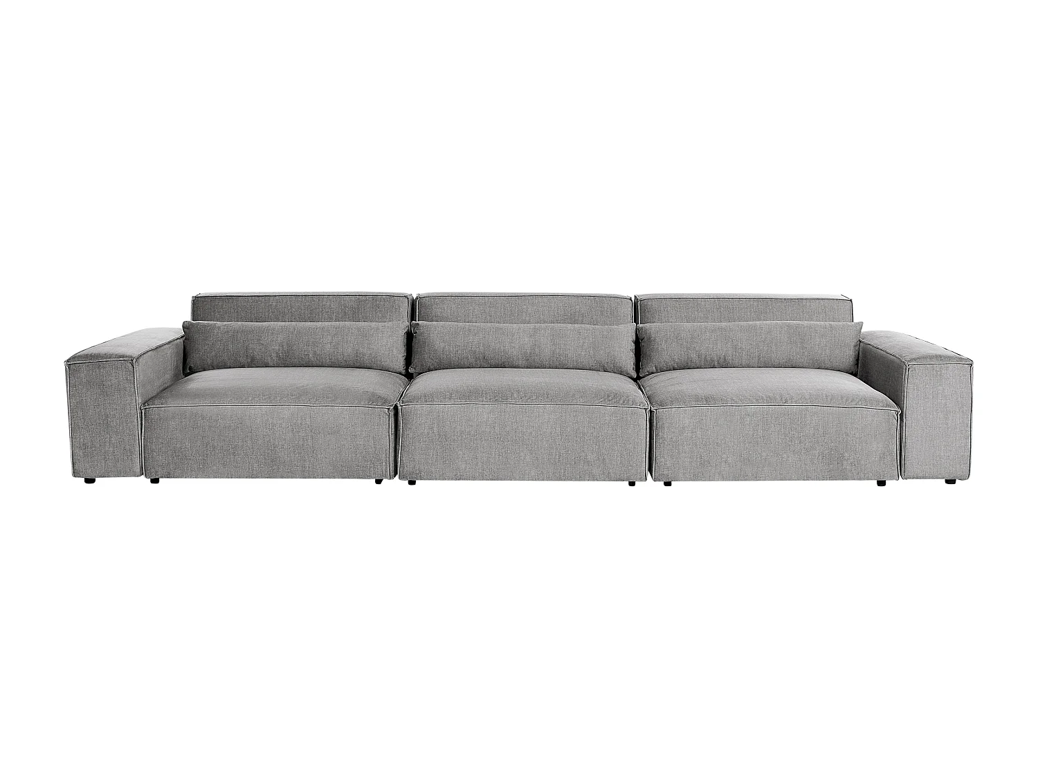 Canapé modulable 3 places HELLNAR Tissu Gris avec ottoman