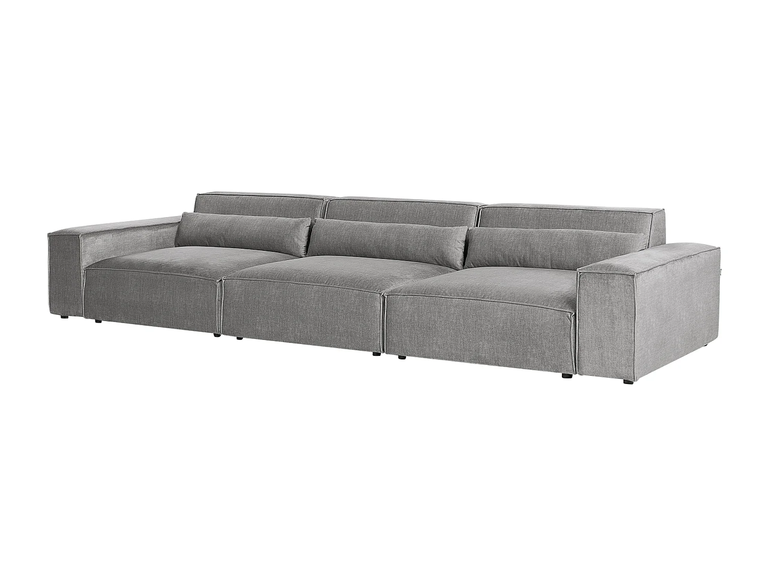 Canapé modulable 3 places HELLNAR Tissu Gris avec ottoman