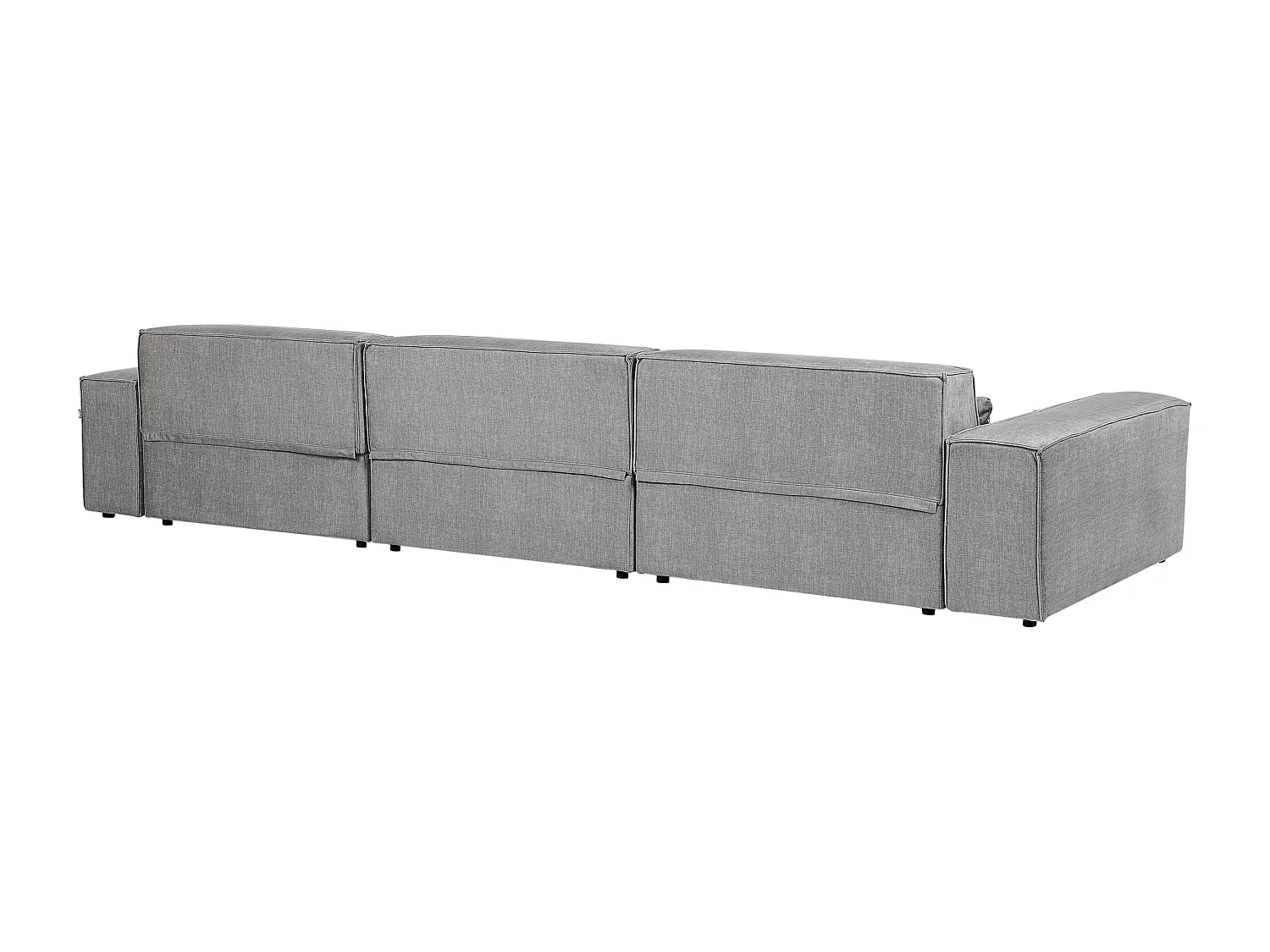 Canapé modulable 3 places HELLNAR Tissu Gris avec ottoman
