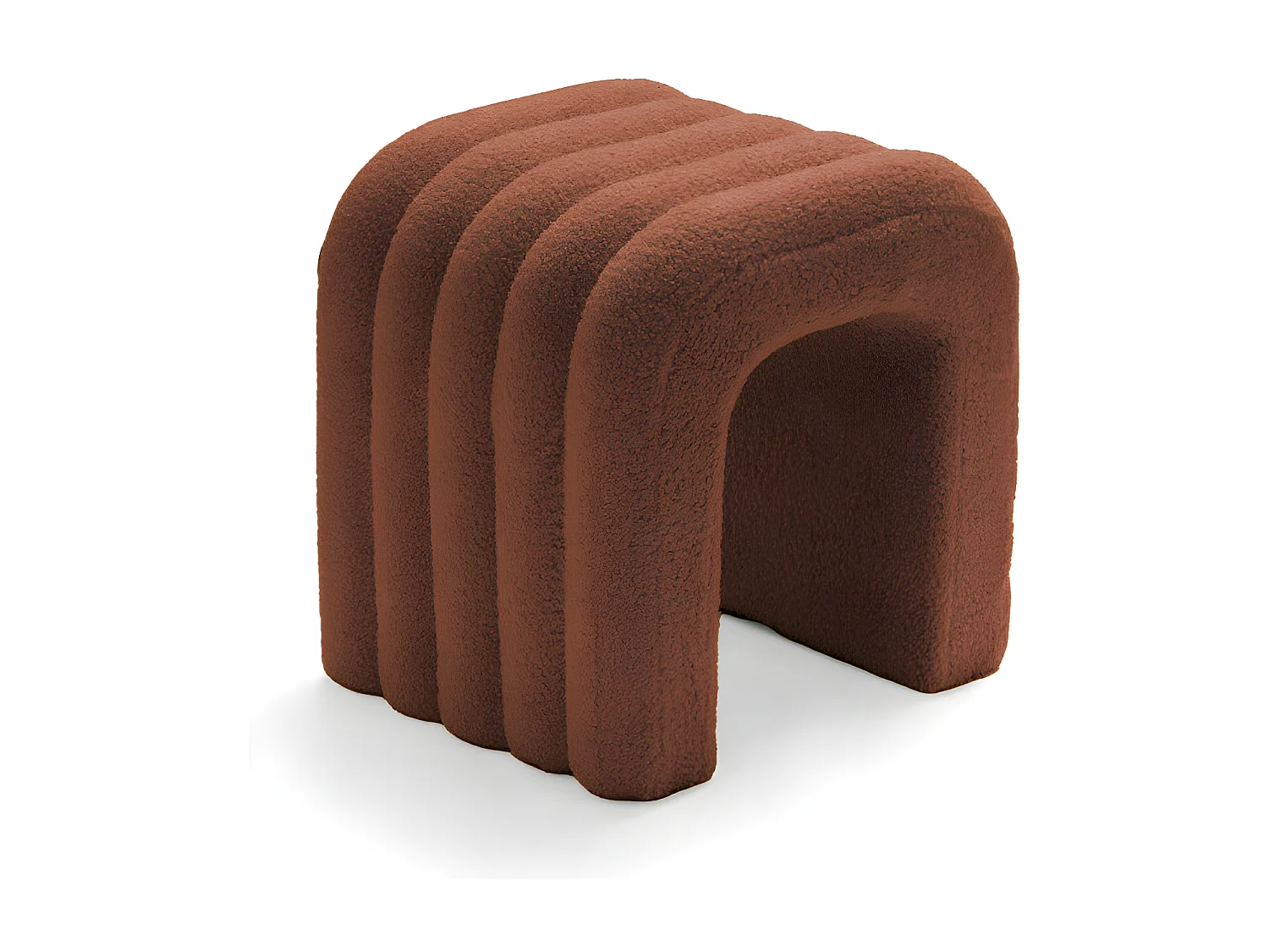 Mui - Tabouret rembourré en tissu bouclette - Rouille