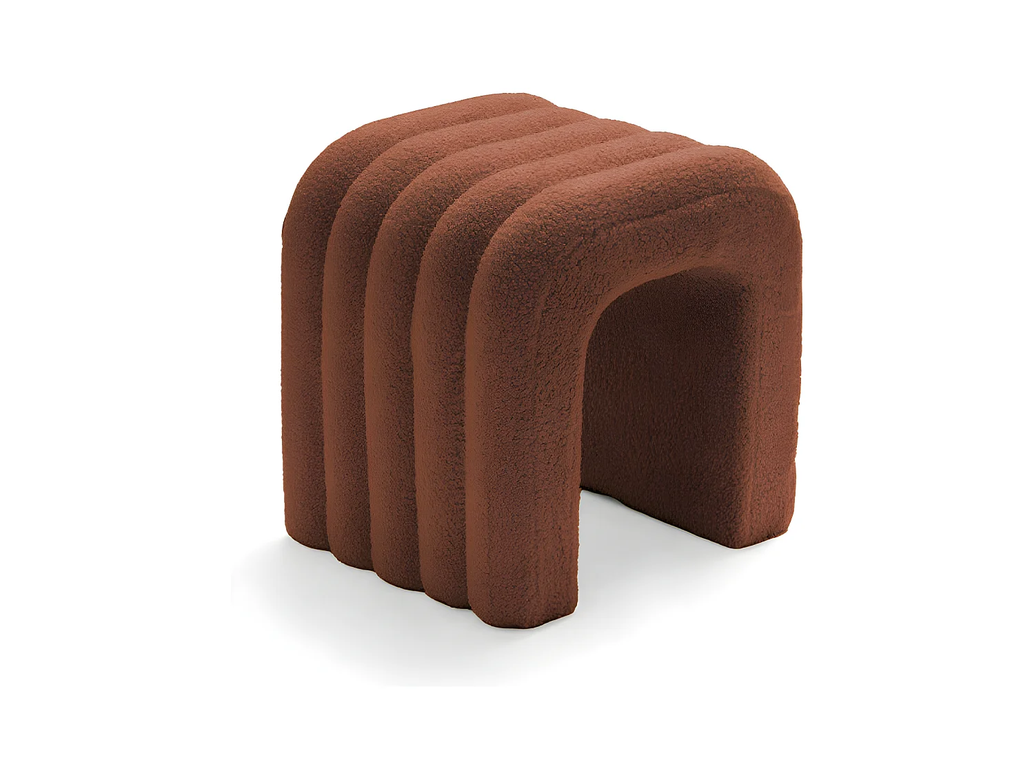 Mui - Tabouret rembourré en tissu bouclette - Rouille