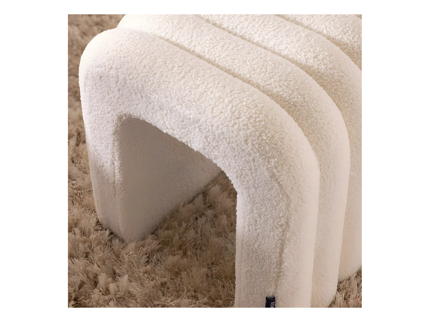 Mui - Tabouret rembourré en tissu bouclette - Vert kaki