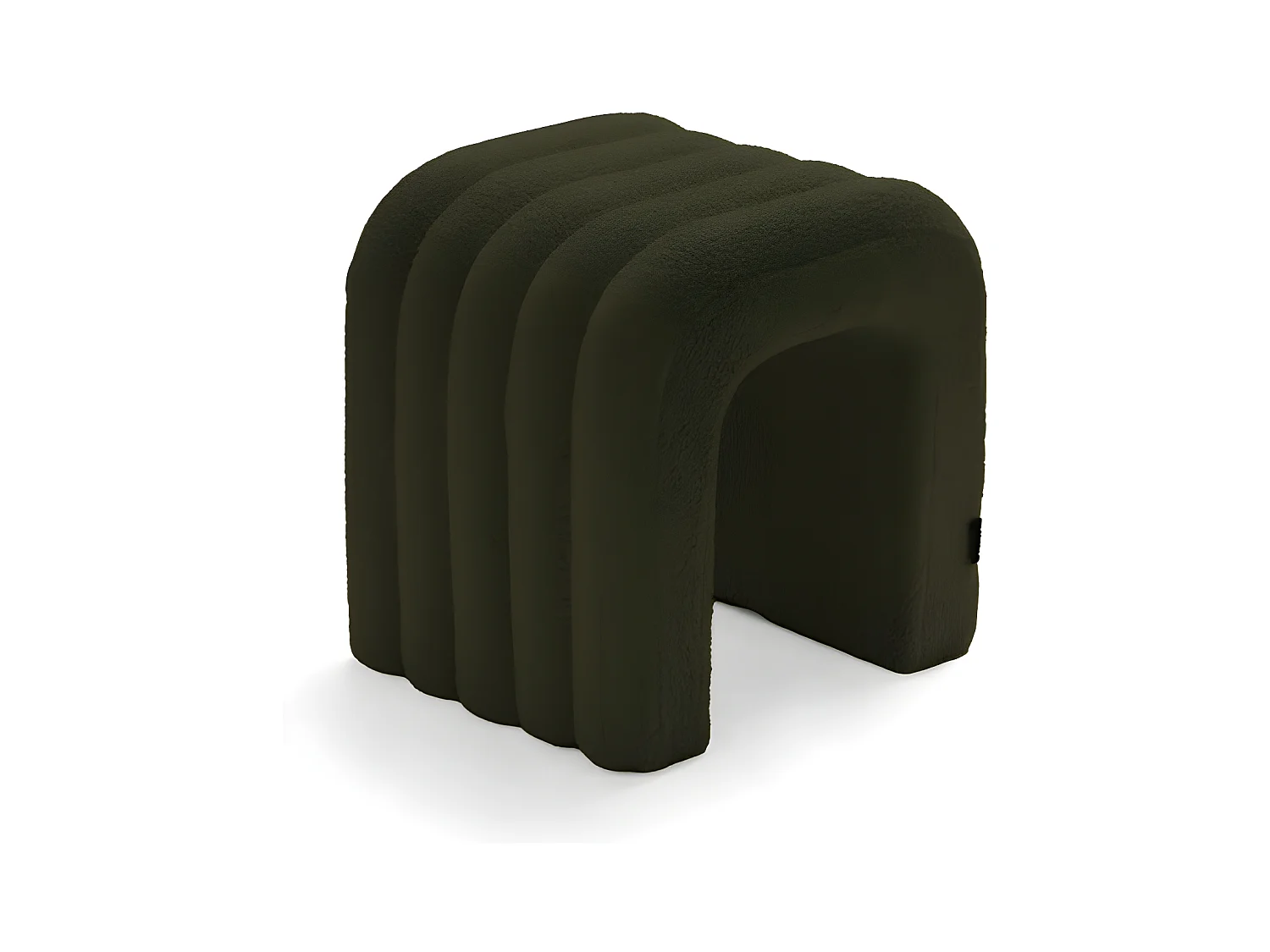 Mui - Tabouret rembourré en tissu bouclette - Vert kaki