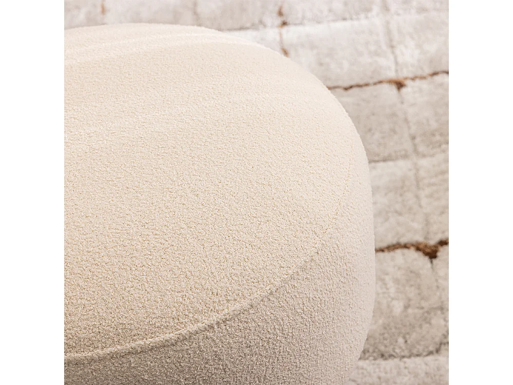 Bloomi - Tabouret rond en tissu bouclette ø43cm - Crème
