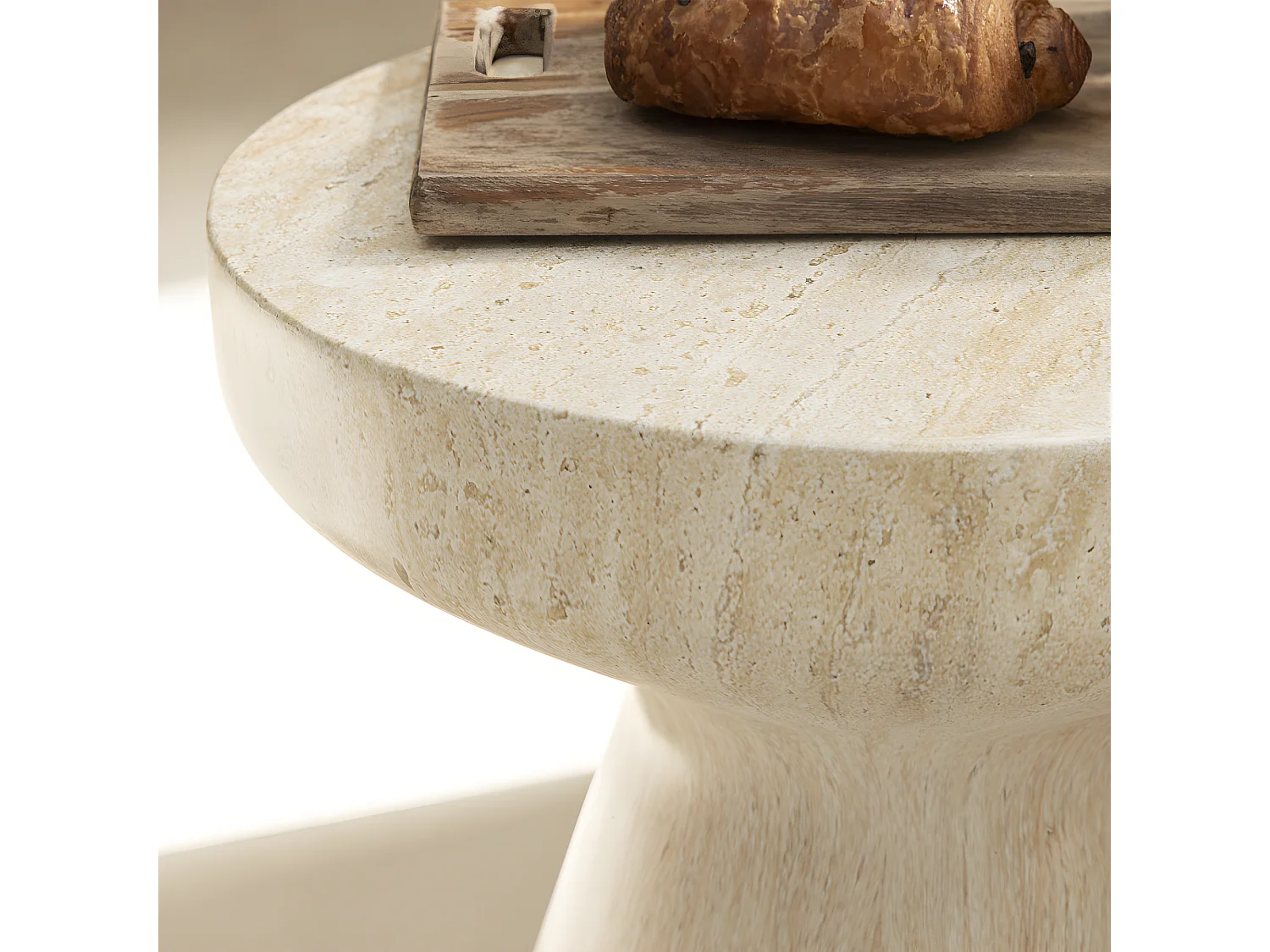 Danli - Tabouret effet travertin H45cm - Beige