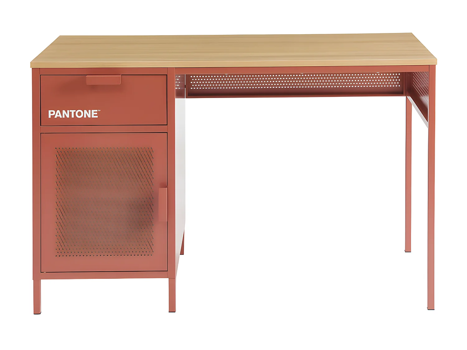Nino - Bureau 1 porte 1 tiroir en métal PANTONE L120cm - Terracotta