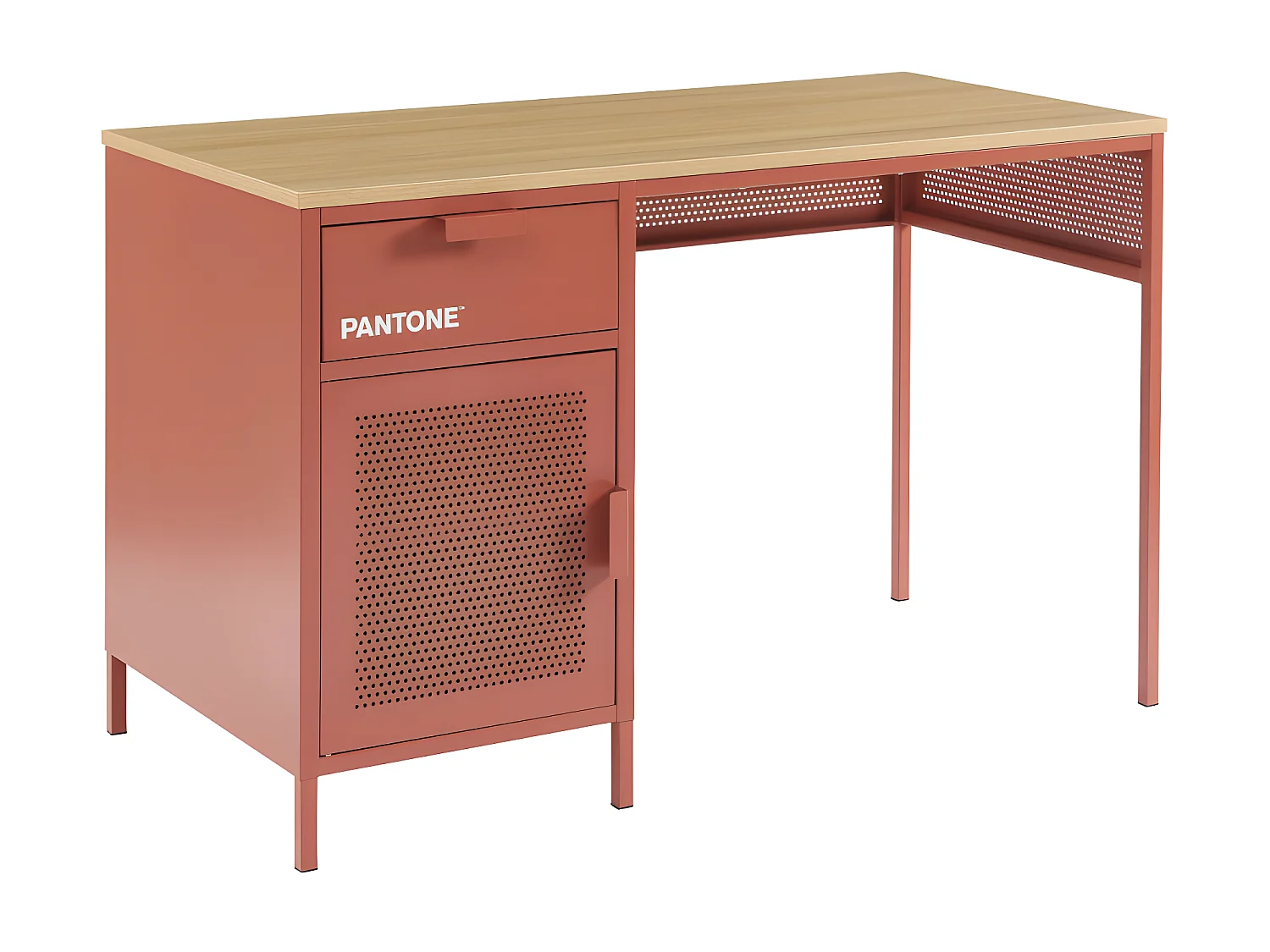 Nino - Bureau 1 porte 1 tiroir en métal PANTONE L120cm - Terracotta