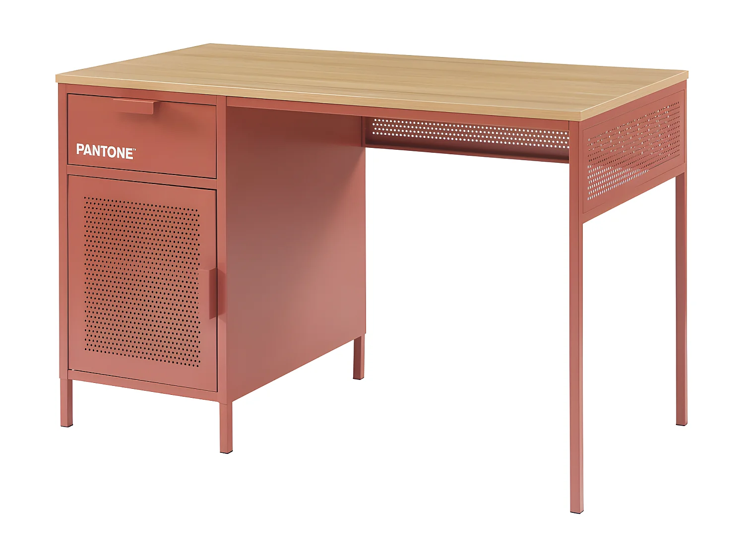 Nino - Bureau 1 porte 1 tiroir en métal PANTONE L120cm - Terracotta