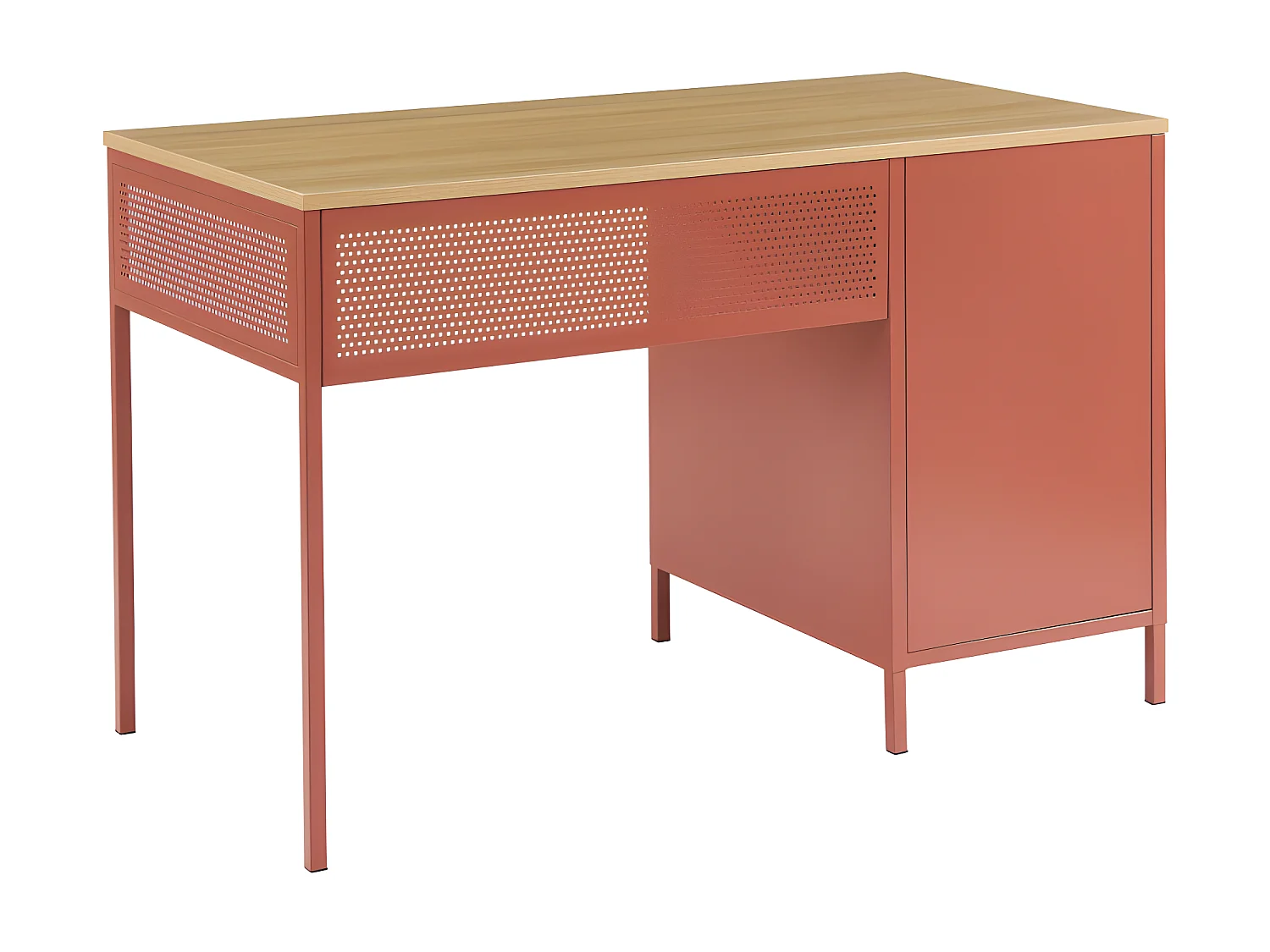 Nino - Bureau 1 porte 1 tiroir en métal PANTONE L120cm - Terracotta