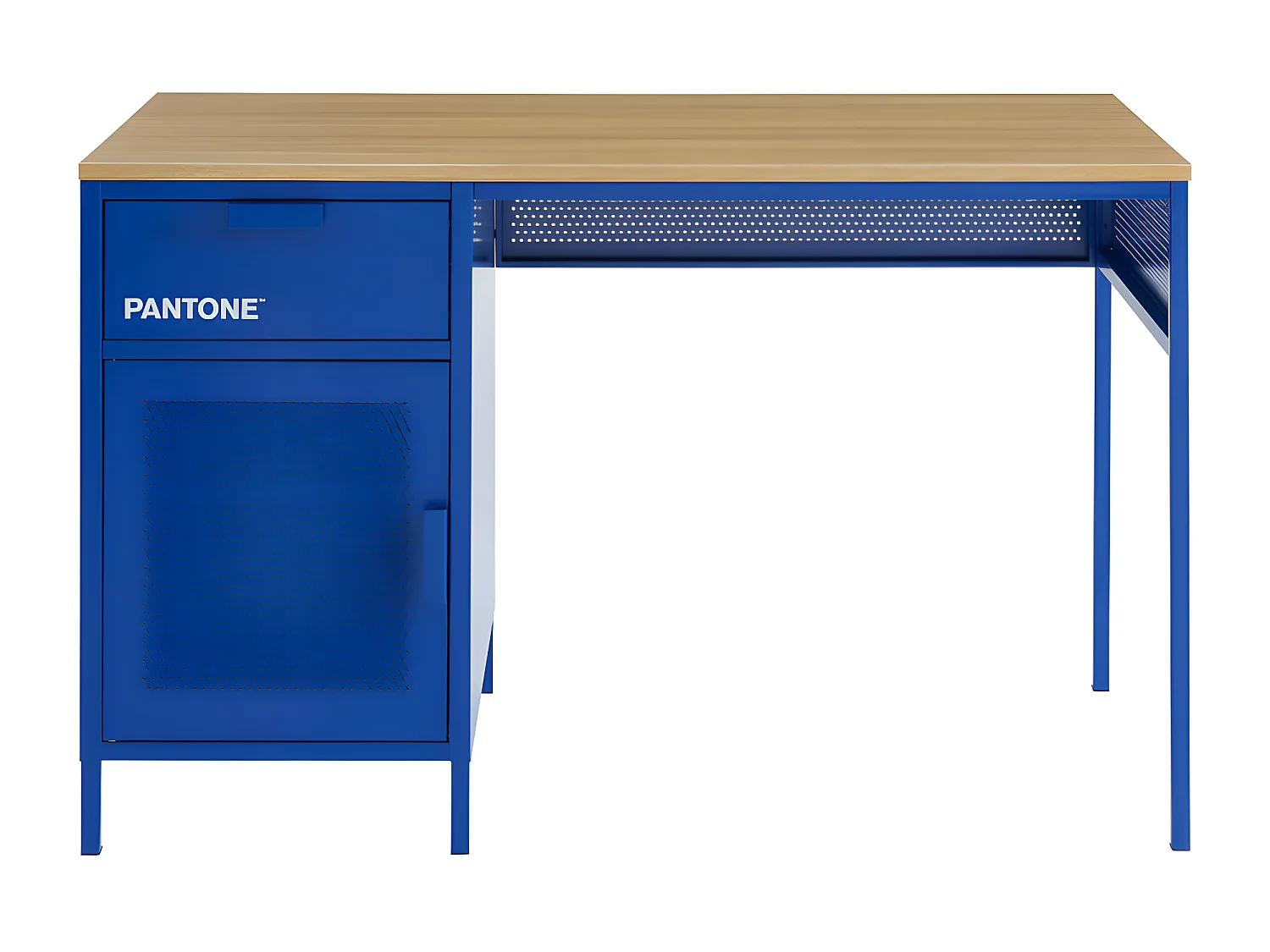 Nino - Bureau 1 porte 1 tiroir en métal PANTONE L120cm - Bleu électrique