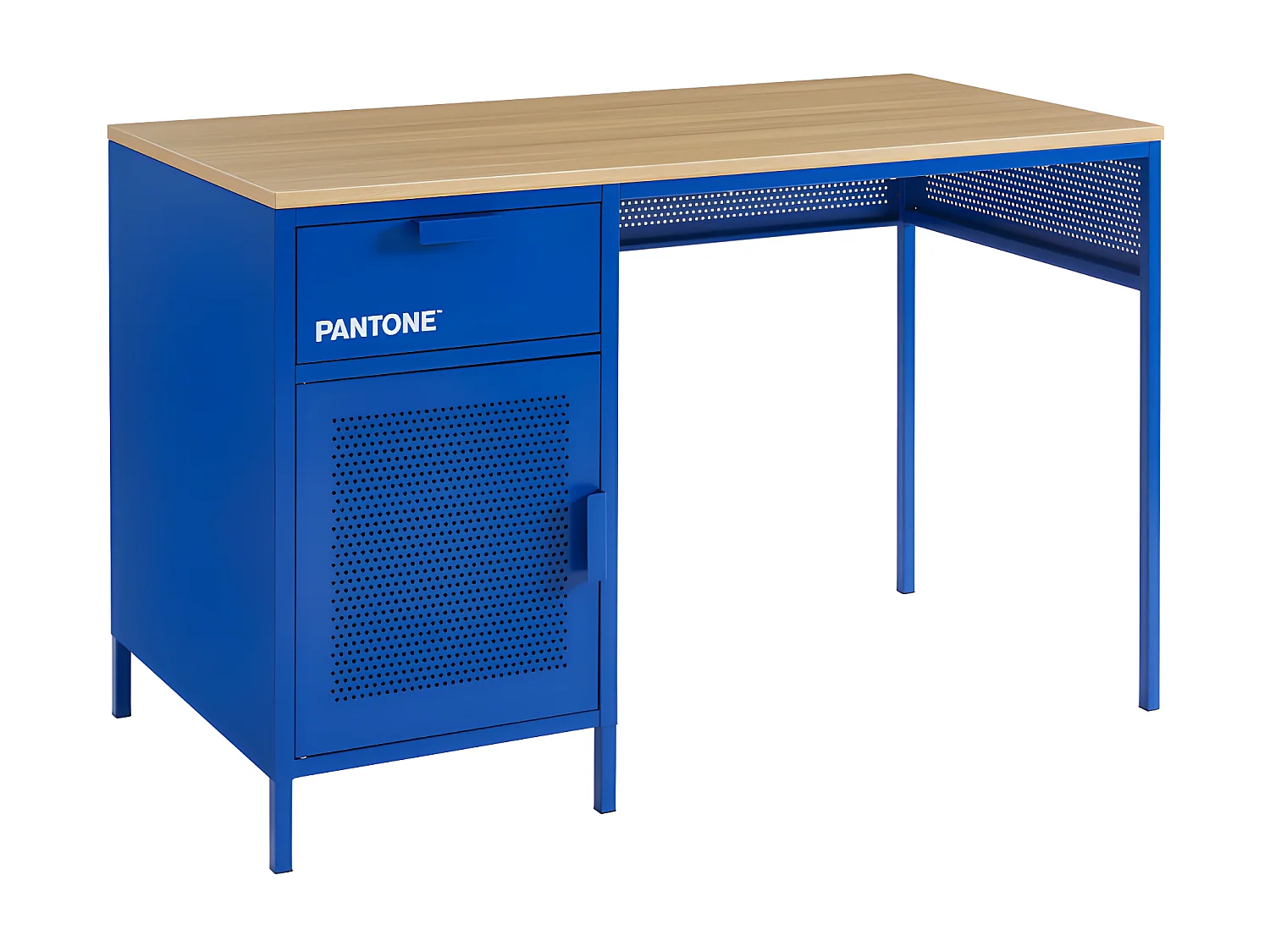 Nino - Bureau 1 porte 1 tiroir en métal PANTONE L120cm - Bleu électrique