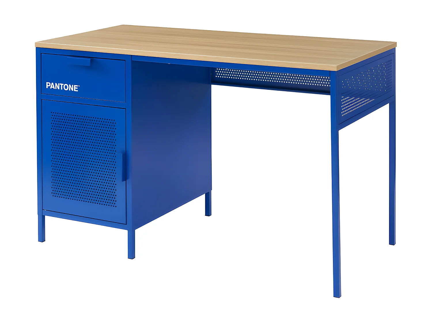 Nino - Bureau 1 porte 1 tiroir en métal PANTONE L120cm - Bleu électrique