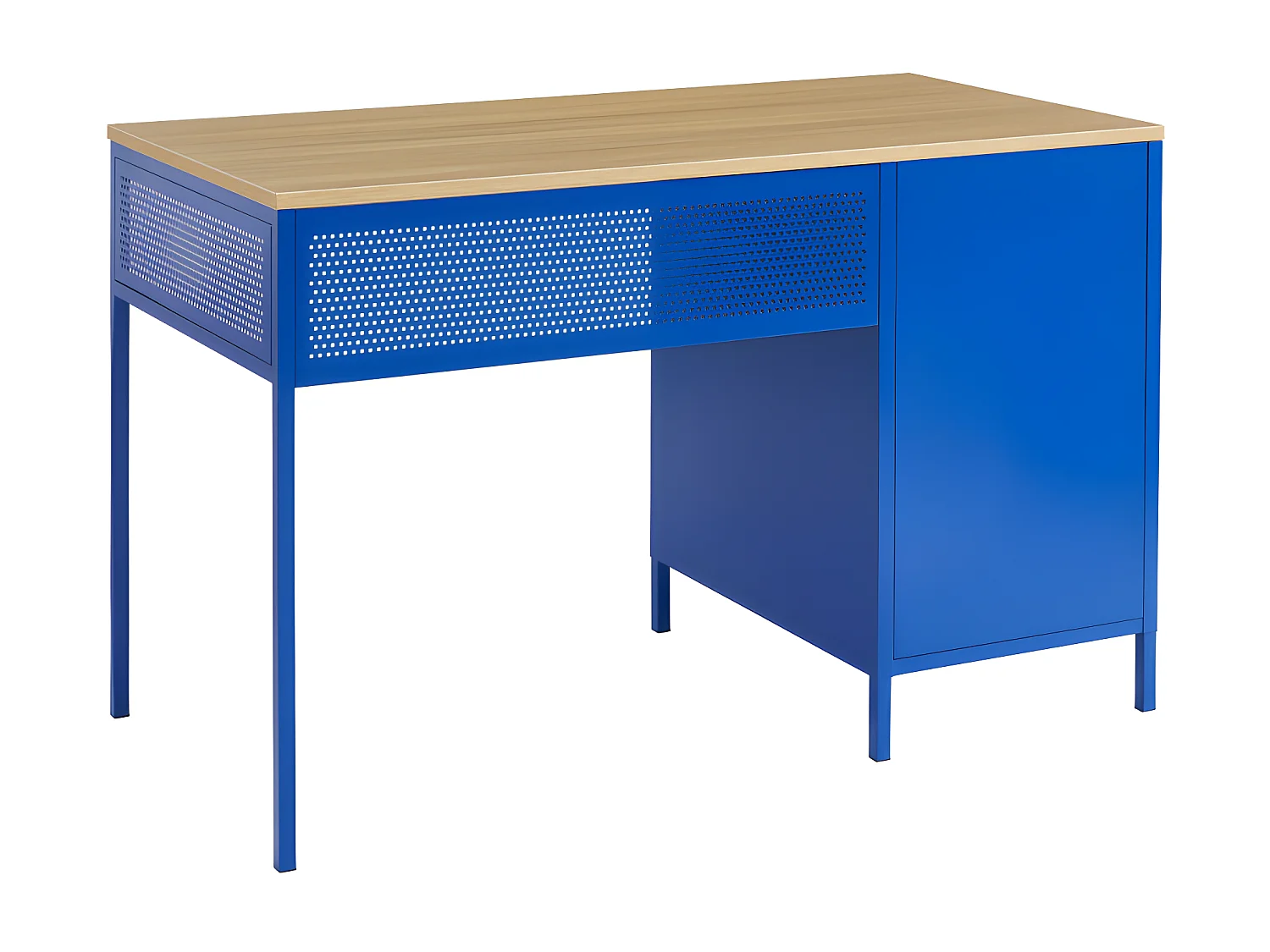 Nino - Bureau 1 porte 1 tiroir en métal PANTONE L120cm - Bleu électrique