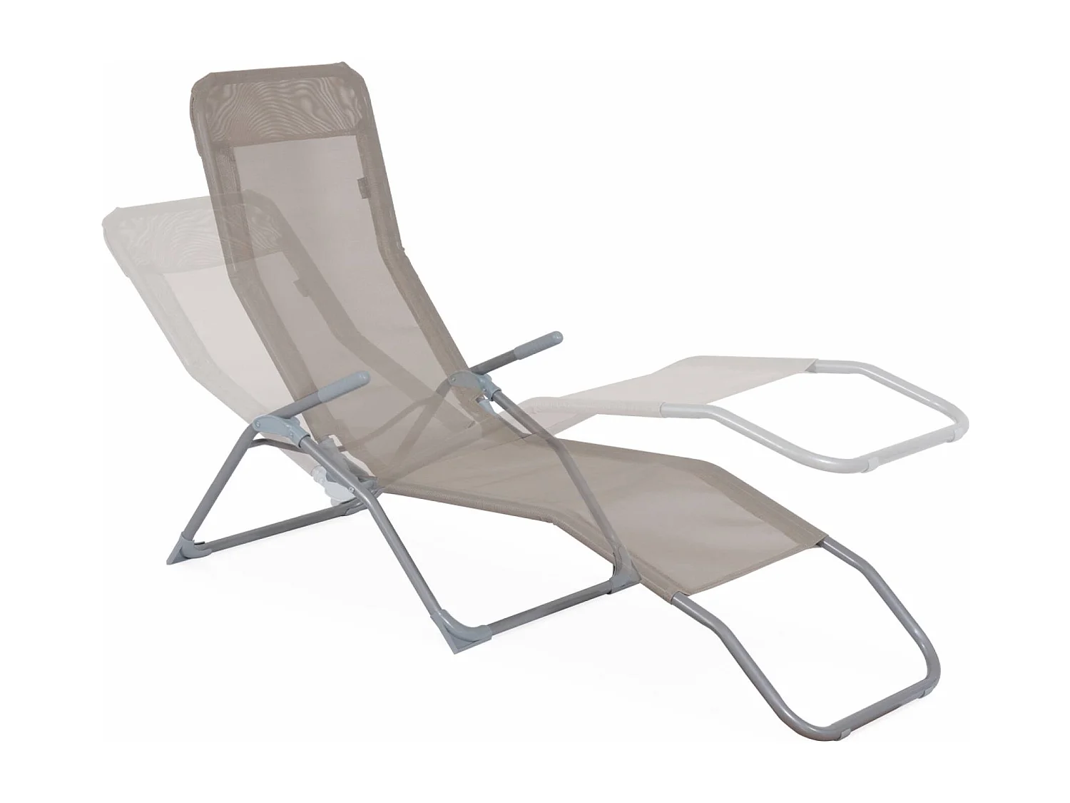 Tumbona plegable de textileno con 2 posiciones, set de 4 pardo