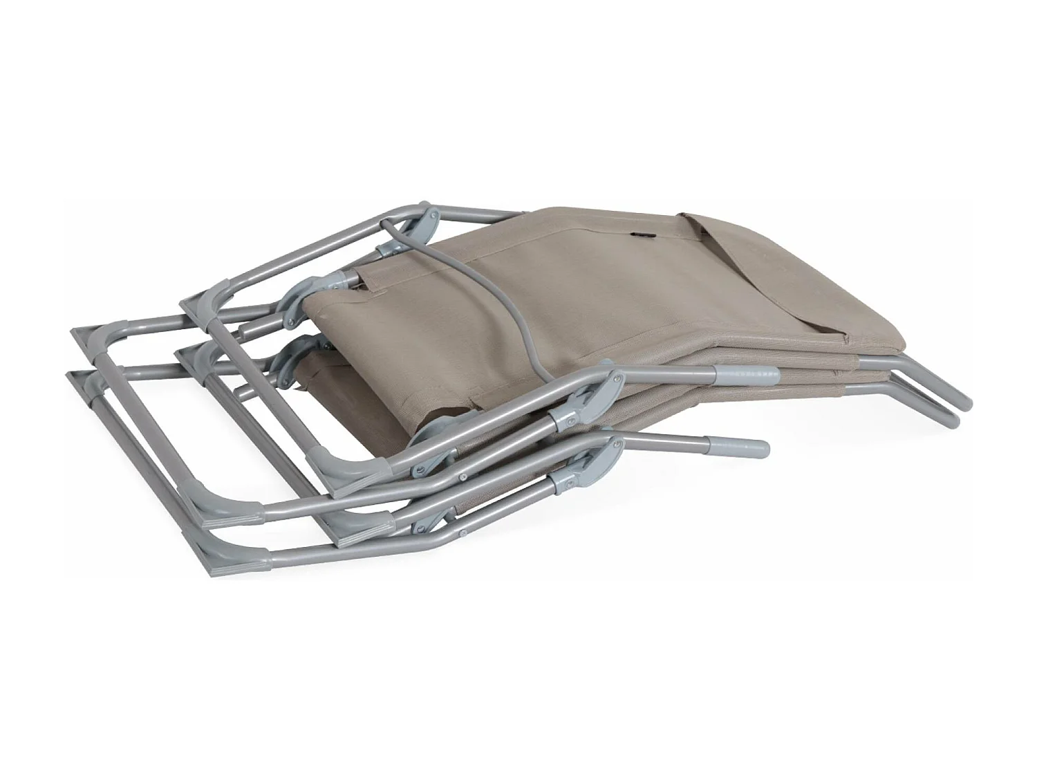 Tumbona plegable de textileno con 2 posiciones, set de 4 pardo