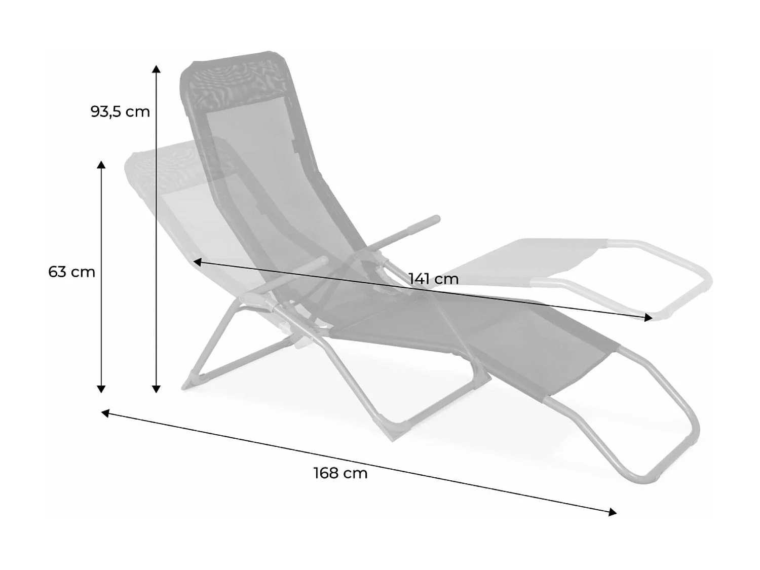 Tumbona plegable de textileno con 2 posiciones, set de 4 pardo