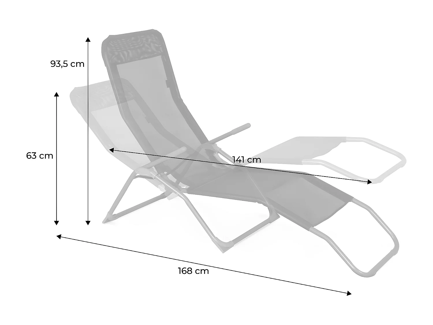 Tumbona plegable de textileno con 2 posiciones, set de 4 pardo