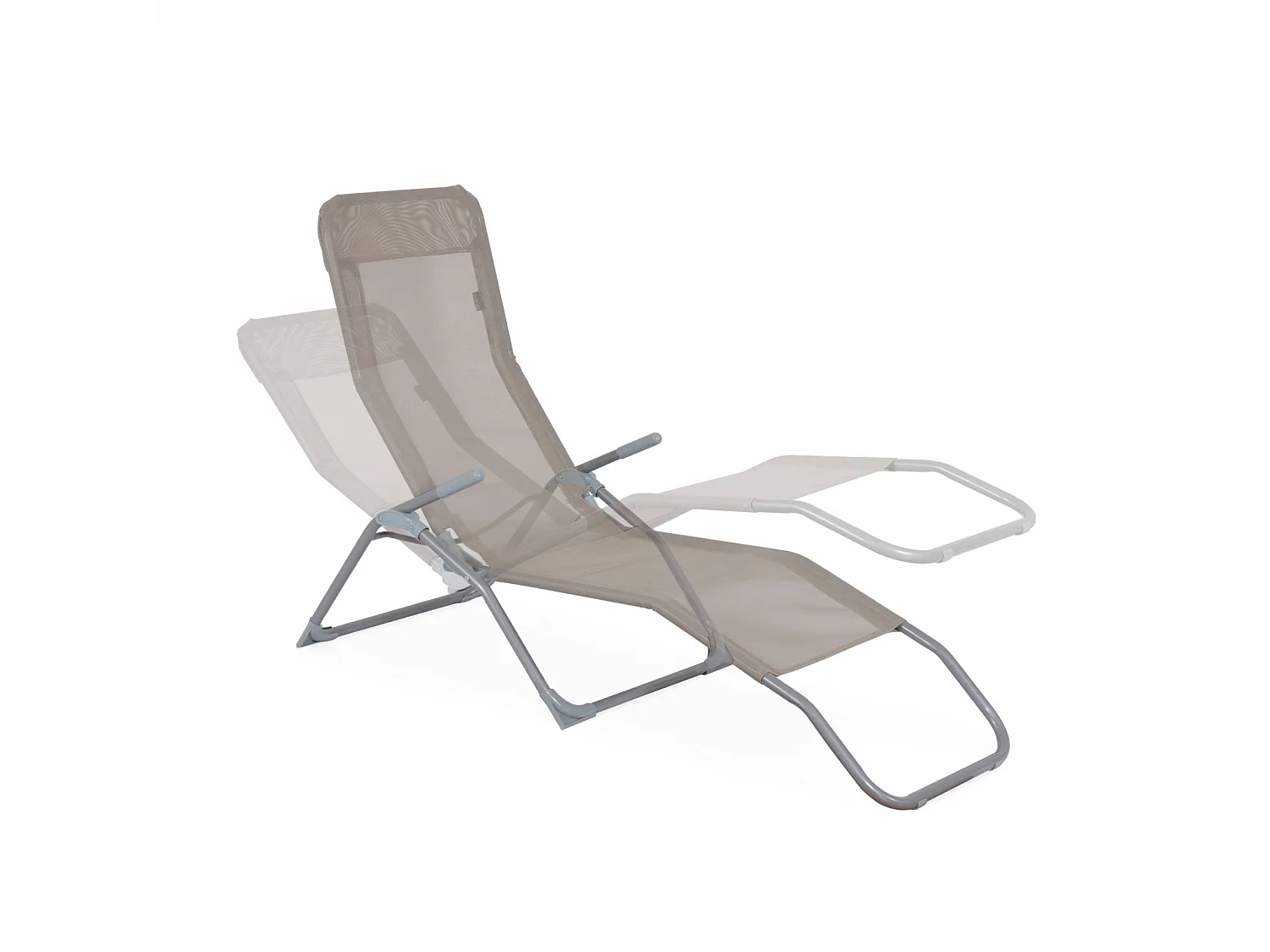 Set 4  lettini prendisole pieghevoli in textilene  e multiposizione, Levito x4, Talpa, 57x168x93 cm