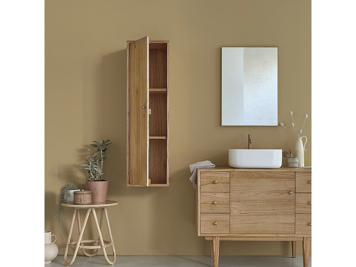 Armario de baño flotante de madera de mindi maciza