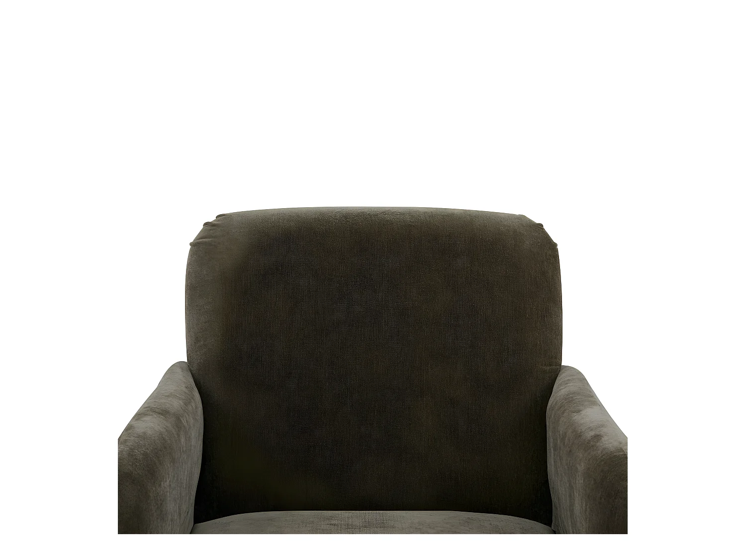 Brooks - Fauteuil rétro en tissu chenille pieds bois foncé - Vert kaki