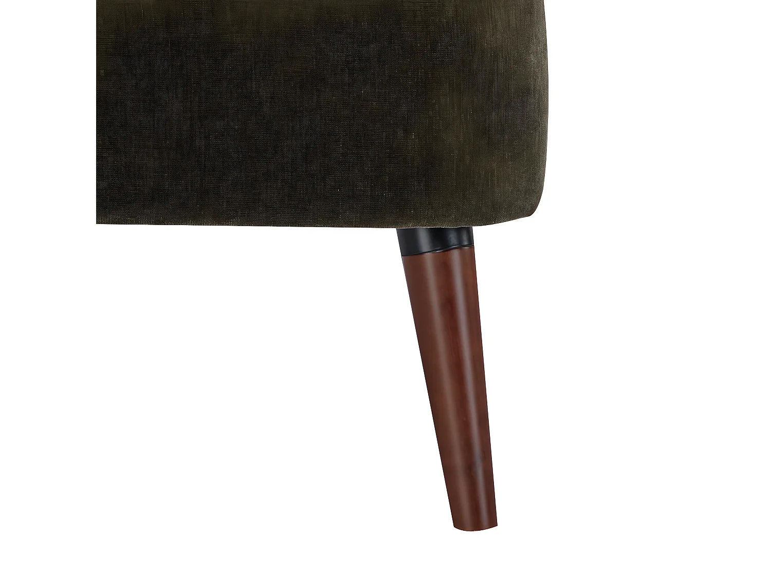 Brooks - Fauteuil rétro en tissu chenille pieds bois foncé - Vert kaki