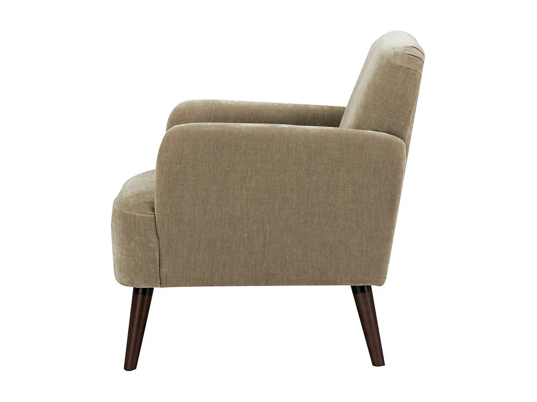 Brooks - Fauteuil rétro en tissu chenille pieds bois foncé - Taupe