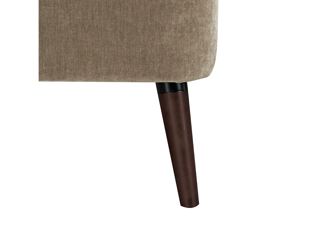 Brooks - Fauteuil rétro en tissu chenille pieds bois foncé - Taupe