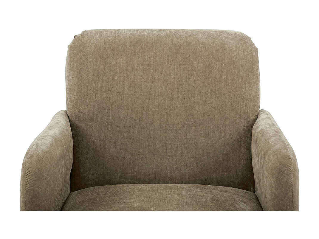 Brooks - Fauteuil rétro en tissu chenille pieds bois foncé - Taupe
