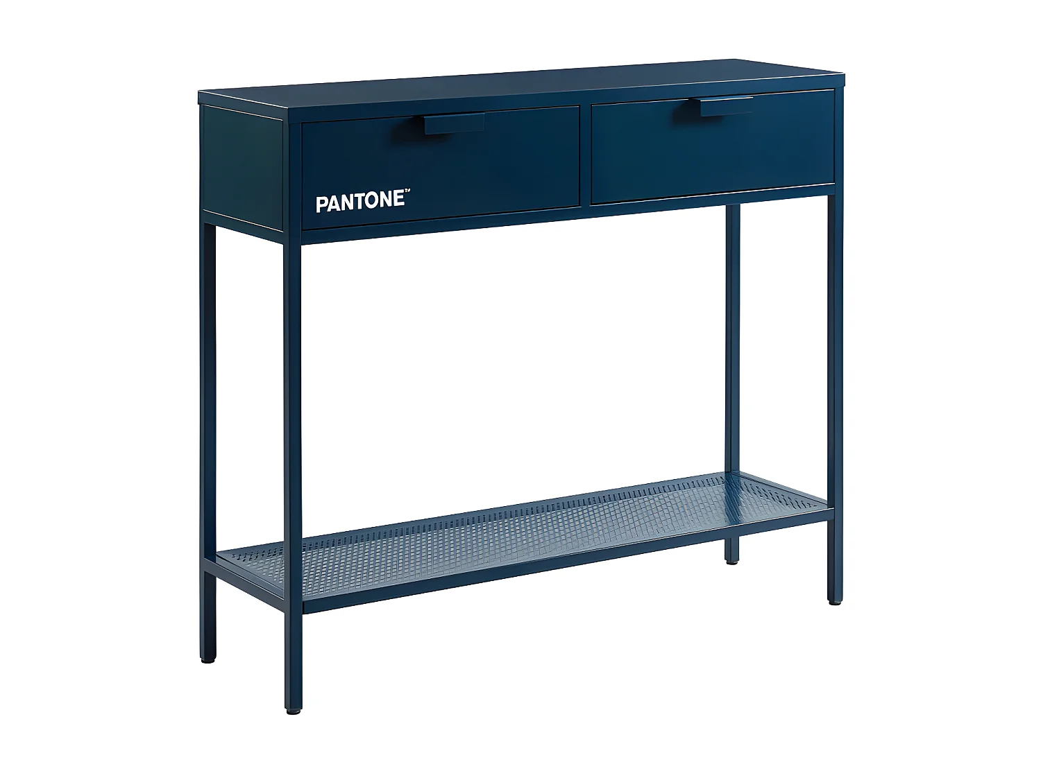 Nino - Console 2 tiroirs en métal PANTONE L100cm - Bleu nuit